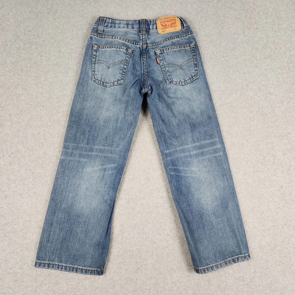 Levi's 505 Regular Jeans Kids 6 Blue Denim Faded Straight Leg Adjustable Waist